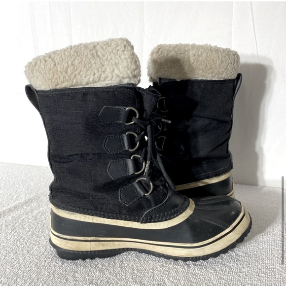 Sorel Black White Mid Calf  Winter Carnival Boots 8 - Picture 8 of 12